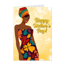 Load image into Gallery viewer, Colorful Floral Dress &amp; Turban - African American Mom - Happy Mother's Day Greeting Cards