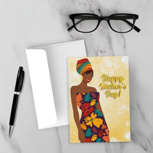 Load image into Gallery viewer, Colorful Floral Dress &amp; Turban - African American Mom - Happy Mother's Day Greeting Cards