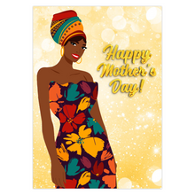 Load image into Gallery viewer, Colorful Floral Dress &amp; Turban - African American Mom - Happy Mother's Day Greeting Cards