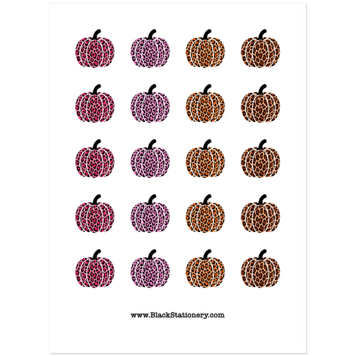 Colorful Leopard Print Pumpkins - Halloween Premium Sticker Set