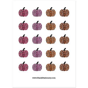 Colorful Leopard Print Pumpkins - Halloween Premium Sticker Set