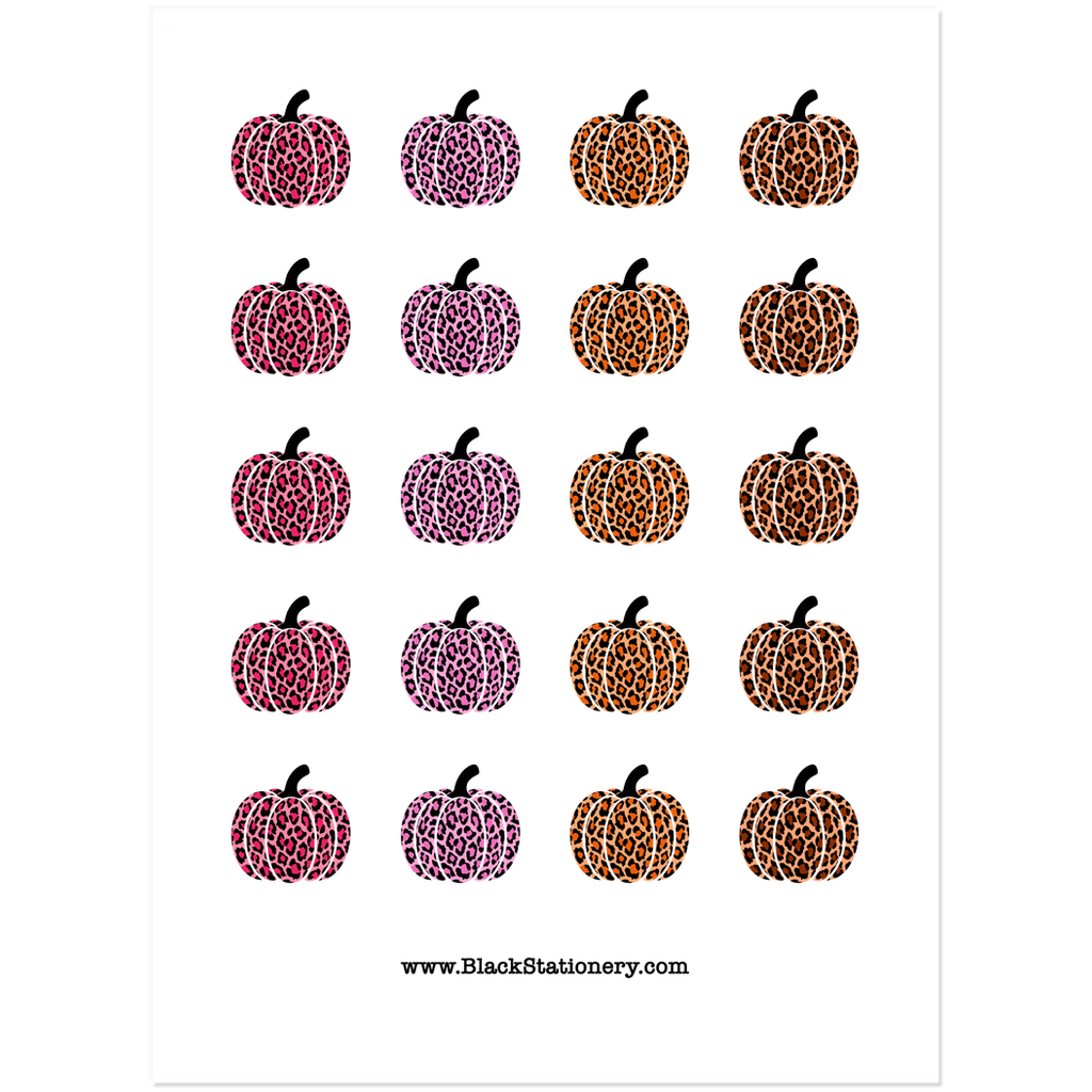 Colorful Leopard Print Pumpkins - Halloween Premium Sticker Set
