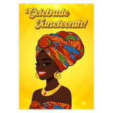 Load image into Gallery viewer, Colorful Turban Glam - Smiling African American Woman - Celebrate Juneteenth Greeting Card