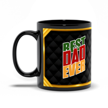 Load image into Gallery viewer, Colors of Africa - Best Dad Ever - Father's Day Black Coffee Mug - Gold Frame