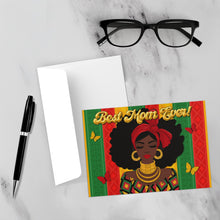 Load image into Gallery viewer, Colors of Africa - Fashion Goddess Mother - Best Mom Ever - African American Greeting Card - Colorful Butterflies - Statement Jewelry