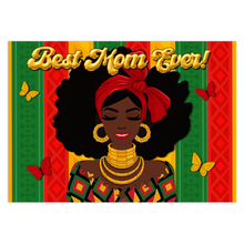 Load image into Gallery viewer, Colors of Africa - Smiling Fashion Goddess - Best Mom Ever - African American Greeting Card - Colorful Butterflies - Statement Jewelry