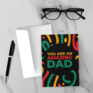 Colors of Africa Festive - Amazing Dad - Black Card Shop (Black) Front with Sample Background