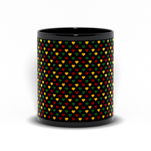 Load image into Gallery viewer, Colors of Africa Hearts Coffee Mug (Main Color Black) front