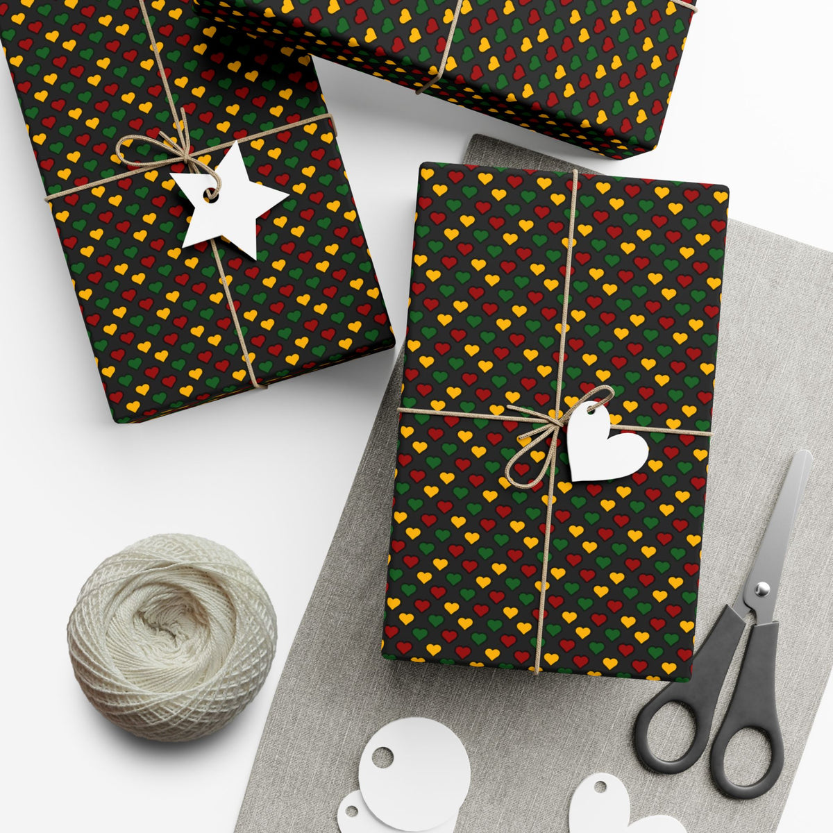 Colors of Africa Hearts Gift Wrapping Paper Roll (Main Color Black ...