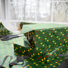 Load image into Gallery viewer, Colors of Africa Hearts Gift Wrapping Paper Roll (Main Color Green)