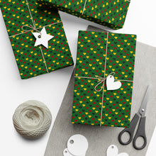 Load image into Gallery viewer, Colors of Africa Hearts Gift Wrapping Paper Roll (Main Color Green) Green gift wrap paper 