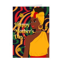 Load image into Gallery viewer, Colors of Africa Turban Glam Mom - Happy Mother's Day - Black Card Shop
