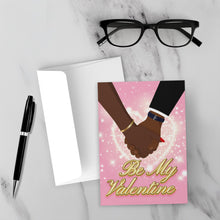 Load image into Gallery viewer, Connection - Heart African American Couple Holding Hands - Valentine's Day Cards on a white background
