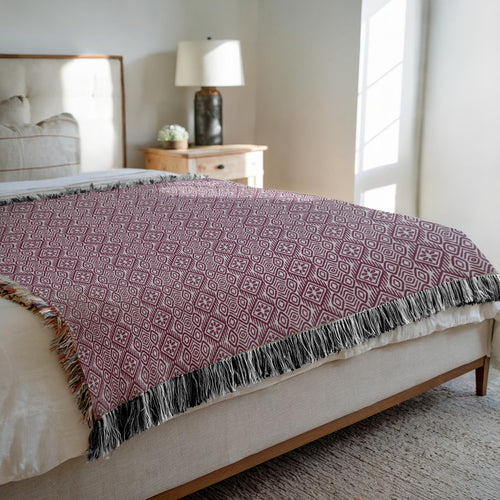 Creative Flow - Cozy Decorative Woven Blankets - 3 Sizes - Home Décor & Gift Giving on Sample Bed