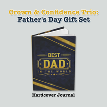 Load image into Gallery viewer, Crown &amp; Confidence Trio: Greeting Card + Coffee Mug + Hardcover Journal — African American Father's Day Gift Set