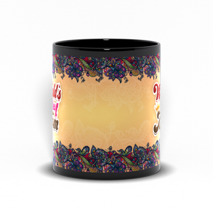 Crowned World's Best Mom - Floral Coffee Mug Handle at the Back