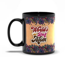 Load image into Gallery viewer, Crowned World&#39;s Best Mom - Floral Coffee Mug Handle on the Left
