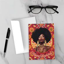 Load image into Gallery viewer, Dripped in Jewelry Birthday Girl - African American Woman - Black Card Shop front
