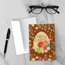 Load image into Gallery viewer, Easter Egg &amp; Bunny - Black Stationery Card Shop Front with Sample Background