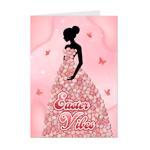 Easter Egg Dress - African American Woman Silhouette - Easter Greeting Cards - Updo Bun Hairstyle - Pink Card 111#Matte Cover / 5x7 inch / 100 Cards Easter Egg Dress - African American Woman Silhouette - Easter Greeting Cards - Updo Bun Hairstyle - Pink Card 111#Matte Cover / 5x7 inch / 100 Cards