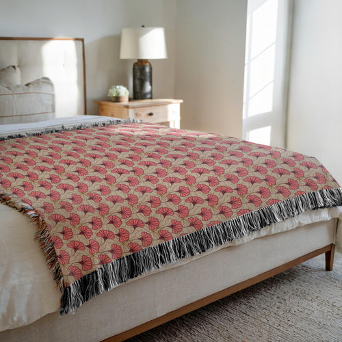 Elegant Fans Cozy Decorative Woven Blankets - 3 Sizes - Home Décor & Gift Giving on Sample Bed