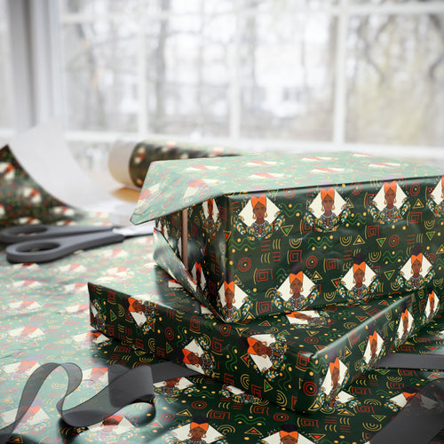 Elevated - African American Woman - Green Gift Wrapping Paper Roll - Wrapped Gifts