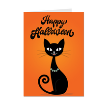 Load image into Gallery viewer, Fancy Black Cat - Happy Halloween Animal Greeting Card