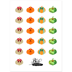Fancy Colorful Pumpkins - Halloween Premium Sticker Set