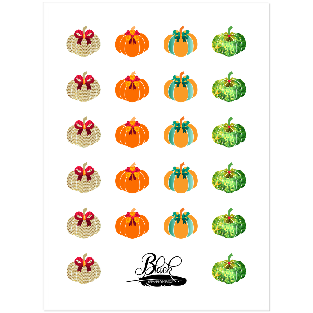 Fancy Colorful Pumpkins - Halloween Premium Sticker Set