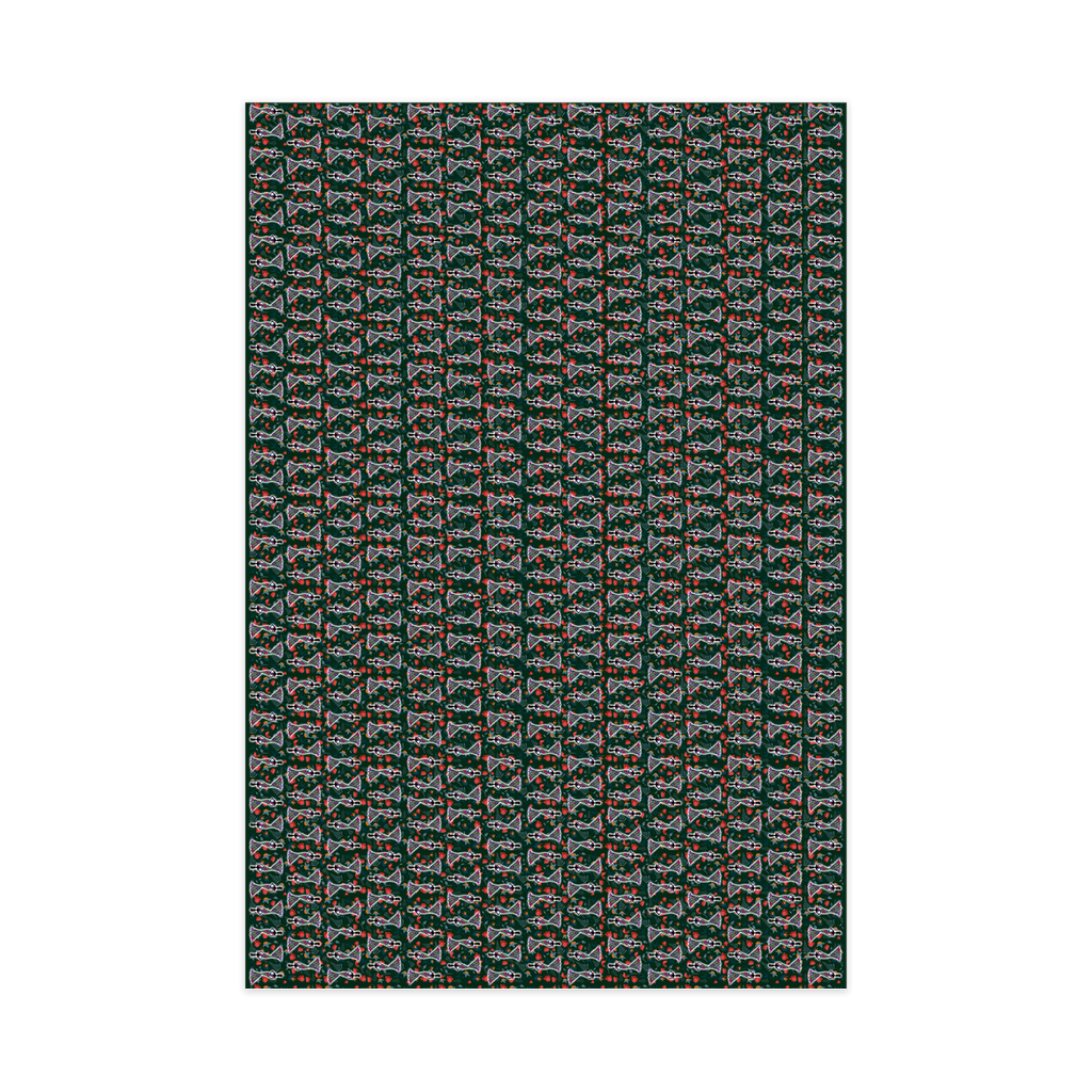 Fancy Gown & Turban - African American Woman - Green Gift Wrapping Paper Roll - Front view