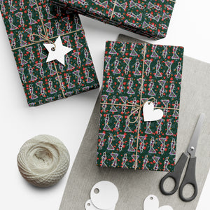 Fancy Gown & Turban - African American Woman - Green Gift Wrapping Paper Roll - Wrapped Gifts Sample Photo