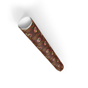 Feeling the Love - African American Woman - Floral Ethnic Gift Wrapping Paper - Rolled View