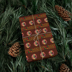 Feeling the Love - African American Woman - Floral Ethnic Gift Wrapping Paper - Wrapped Gift Sample Photo