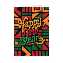 Load image into Gallery viewer, Festive Colors of Africa - Happy New Year - Black Card Shop front