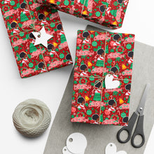 Load image into Gallery viewer, Festive Holiday - African American Woman - Merry Christmas Gift Wrapping Paper Roll - Wrapped Gifts Sample Photo
