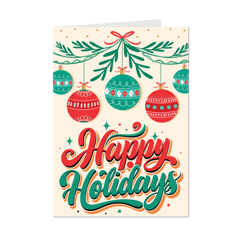 Festive Ornaments - Happy Holidays - Greeting Cards - Front