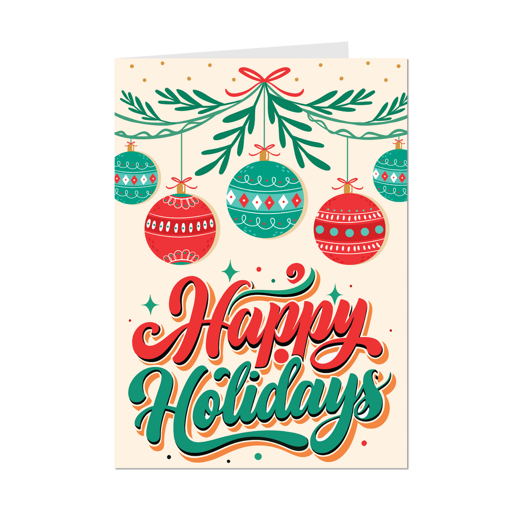 Festive Ornaments - Happy Holidays - Greeting Cards - Front