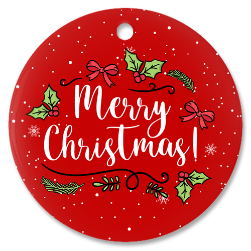 Festive for the Holidays - Merry Christmas Porcelain Ornaments Front