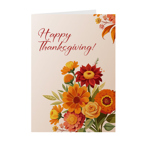 Flowers - Happy Thanksgiving  - Black Stationery Thanksgiving Cards