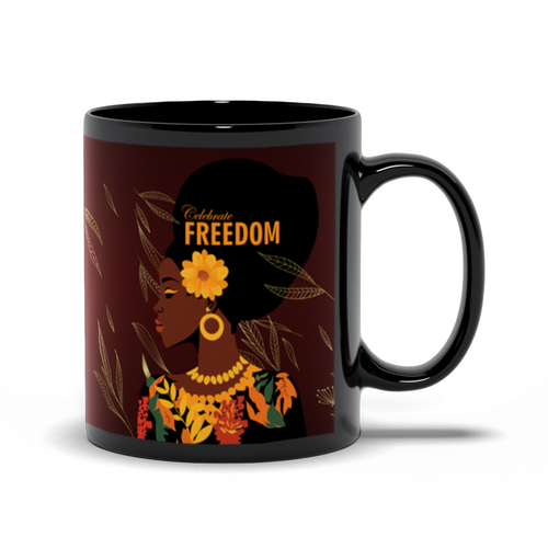 Floral Celebrate Freedom Juneteenth Coffee Mugs Handle on the Right