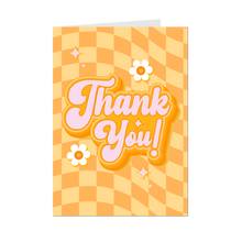Load image into Gallery viewer, Floral &amp; Checkered - Yellow Groovy Thank You Greeting Card - Front