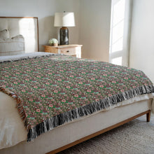 Load image into Gallery viewer, Floral Dreams Cozy Decorative Woven Blankets - 3 Sizes - Home Décor &amp; Gift Giving on Sample Bed