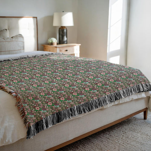 Floral Dreams Cozy Decorative Woven Blankets - 3 Sizes - Home Décor & Gift Giving on Sample Bed