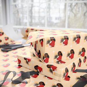 Floral Love - African American Woman - Gift Wrapping Paper Roll - Wrapped Gifts