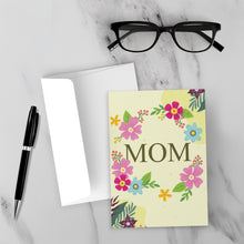 Load image into Gallery viewer, Flower Celebration - MOM - Mother&#39;s Day Greeting Card Front with Sample Background