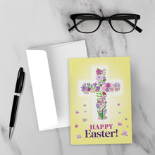 Load image into Gallery viewer, Flower Cross - Happy Easter Greeting Card Shop Front with Sample Background