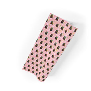 Flower Crown Beauty - African American Woman - Pastel Pink Gift Wrapping Paper - Rolled View
