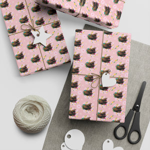 Flower Crown Beauty - African American Woman - Pastel Pink Gift Wrapping Paper - Wrapped Gifts Sample Photo