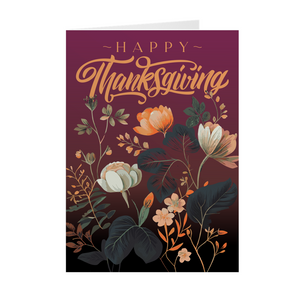 Happy Thanksgiving Floral Bouquet - Greeting Card