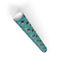 Load image into Gallery viewer, Flowers &amp; Butterflies - Smiling African American Woman - Gift Wrap Paper - Rolled View